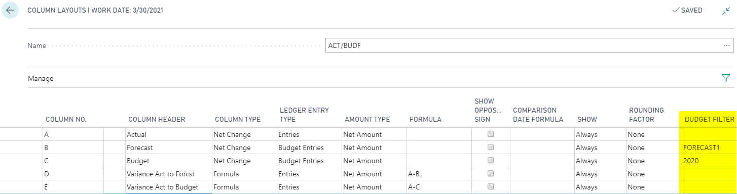 Column Layout Multi Budget example Column Layout Multi Budget example